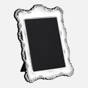 Carrs Floral Edge Sterling Silver Photo Frame With Grey Velvet Back