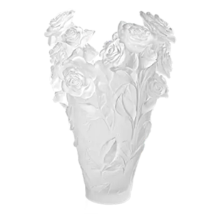 Daum Rose Passion White Magnum Vase