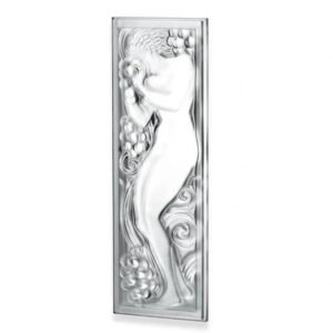 Lalique Figurine Et Raisins Decorative Panel Clear Crystal, Non Mirrored