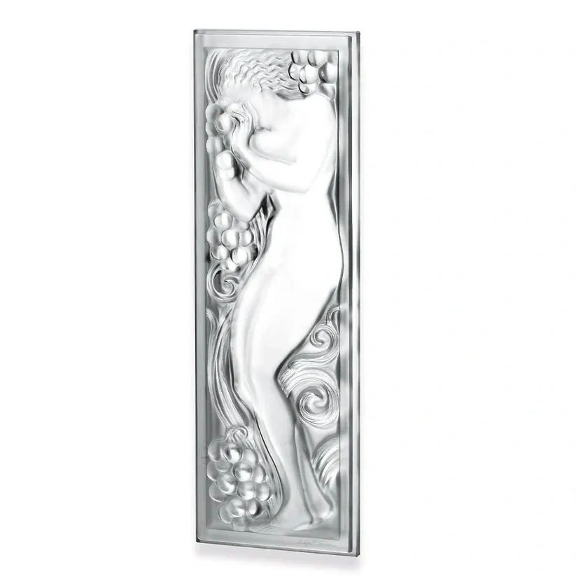 Lalique Figurine Et Raisins Decorative Panel Clear Crystal, Non Mirrored