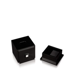 Lalique Masque De Femme Tissue Box Black Lacquered With Clear Crystal