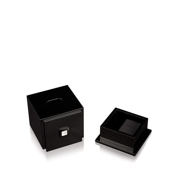Lalique Masque De Femme Tissue Box Black Lacquered With Clear Crystal