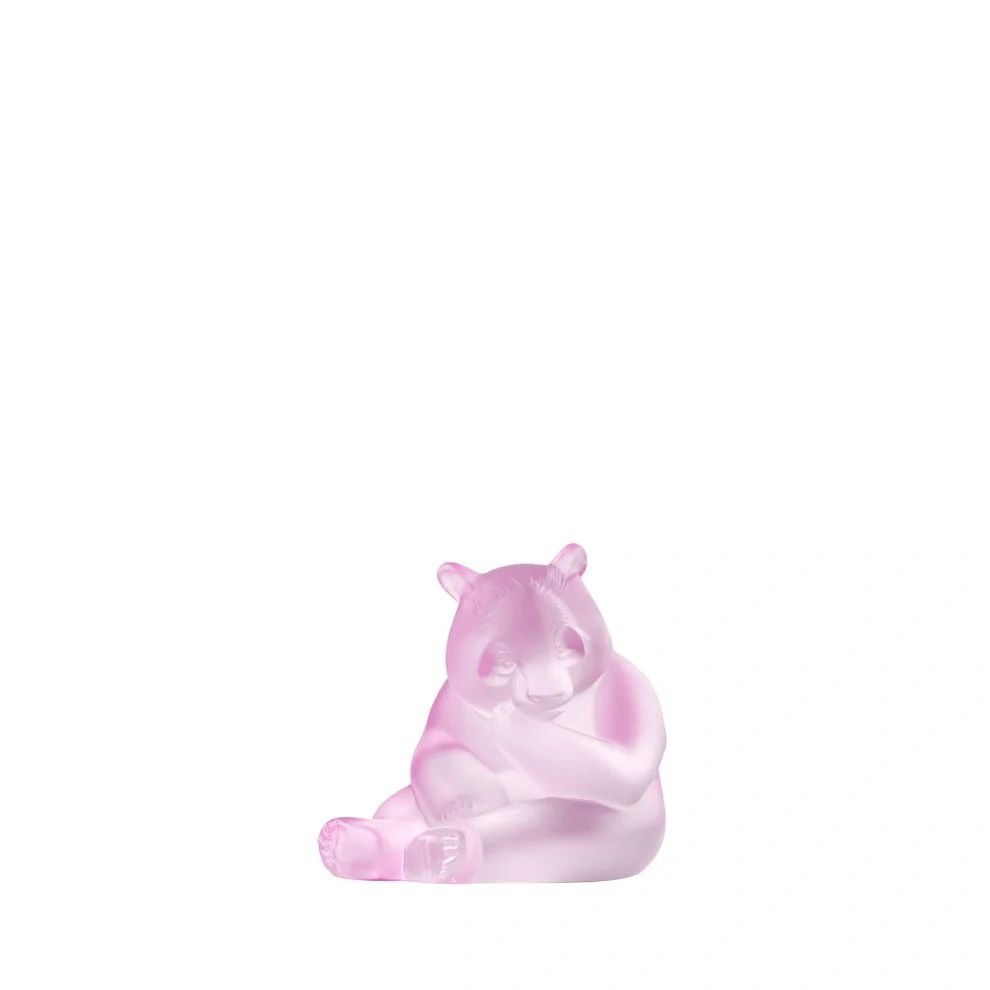 Lalique Panda Sculpture - Pink Luster