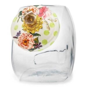 Mackenzie-Childs Cookie Jar with Wildflowers Enamel Lid - Green