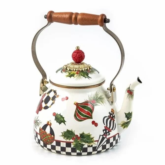 Mackenzie-Childs Deck the Halls 2 Quart Tea Kettle
