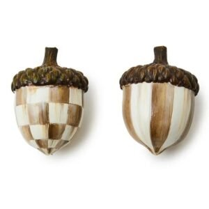 Mackenzie-Childs Mocha Check Acorns, Set of 2