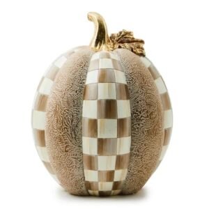 Mackenzie-Childs Mocha Check & Block Print Short Pumpkin