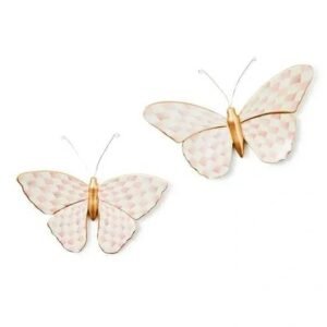 Mackenzie-Childs Rosy Check Wall Decor Butterfly Duo