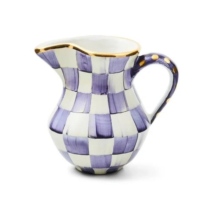 Mackenzie-Childs Violet Check Ceramic Creamer
