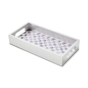 Mackenzie-Childs Violet Check Glass Vanity Tray
