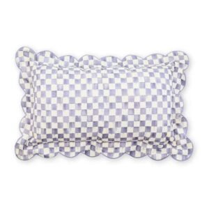 Mackenzie-Childs Violet Check Reversible Scalloped Lumbar Throw Pillow