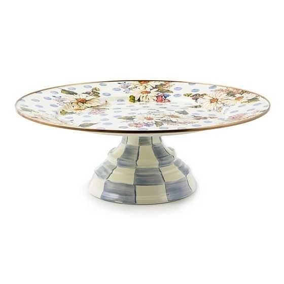 Mackenzie-Childs Wildflowers Blue Large Pedestal Platter