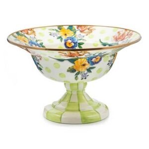 Mackenzie-Childs Wildflowers Green Large Compote