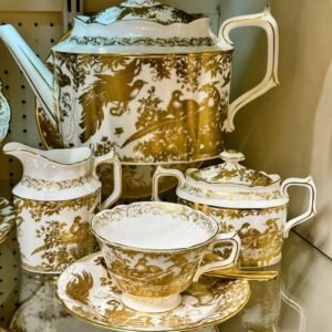 Royal Crown Derby Aves Gold 4 Piece Tea Set with Tea Cup and Saucer