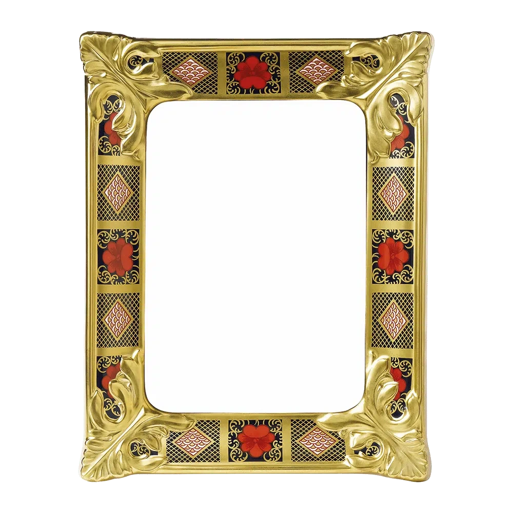 Royal Crown Derby Old Imari Solid Gold Band Medium Frame 5 x 7