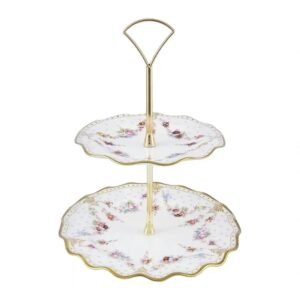Royal Crown Derby Royal Antoinette two tier cake stand boxed