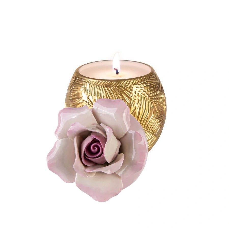 Villari Acapulco Rose Scented Candle - Gold