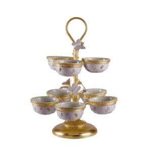Villari Butterfly Pastel Pink Pistachios Holder - 8 Bowls