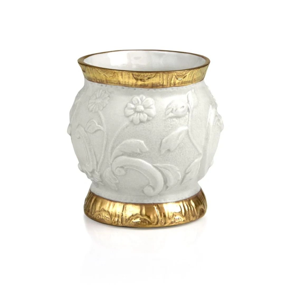 Villari Taormina Toothbrush Holder white & gold