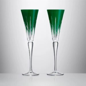 Waterford Crystal New Year Firework Green Flutes, Set of 2